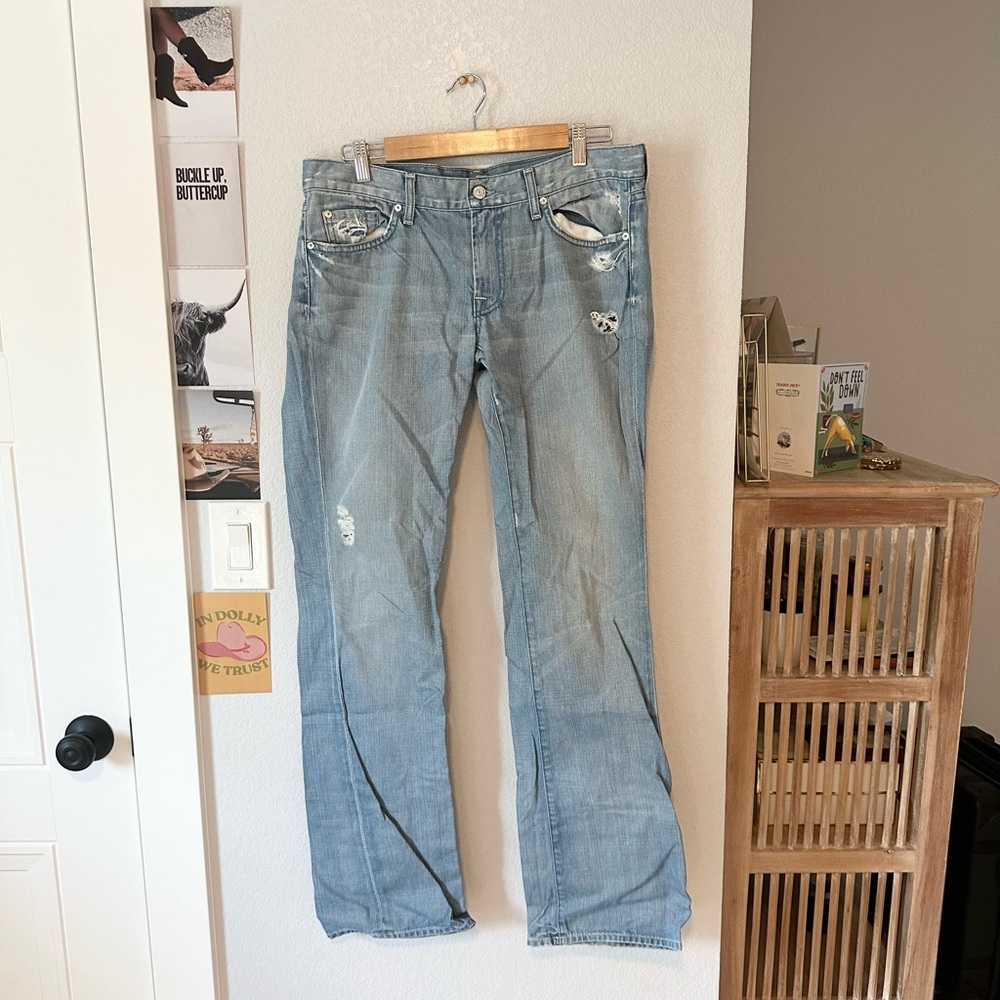 Women's 7 For All Mankind Distressed Blue Jeans